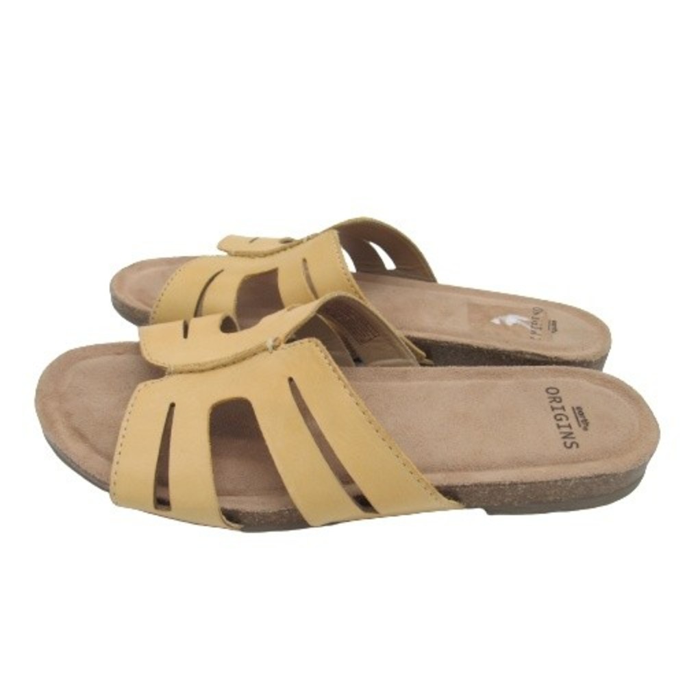 Earth Origins Womens Size 10 M Lyndon Leah Sandals Yellow Slip On Strappy Flats